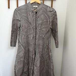 Zuri "Illusion" dress, cream with dark brown accents, XS standard length